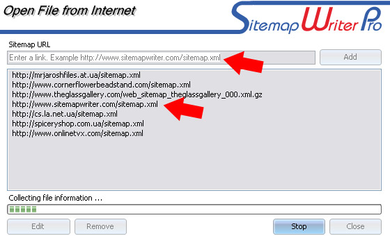 Select sitemap URL