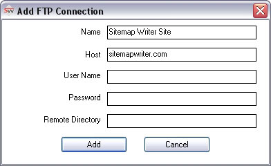 Sitemap Writer Pro add ftp connection