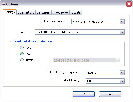 Sitemap Writer Pro - Settings
