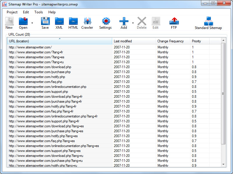 Sitemap Writer Pro 5.4.7 screenshot