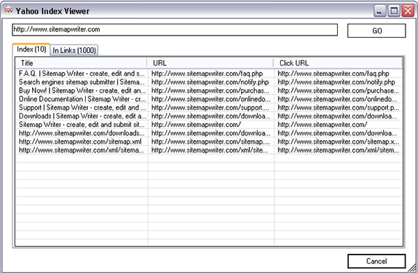 Yahoo Index Viewer